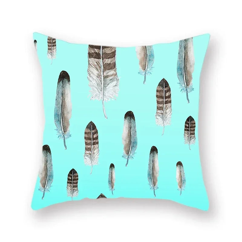 Axyaa Bird Feather Polyester Cushion Cover for Home Decor
