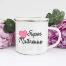 Axyaa Enamel Mug Super Teacher Print Creative Coffee Cup - Teacher Gifts