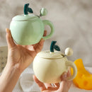 Axyaa Apple Ceramic Coffee Cup Set for Couples - Creative Christmas Gift