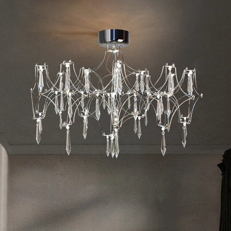 Axyaa Starry Crystal Chandelier: Luxe Modern Lighting for Hotel, Villa, Dining Room