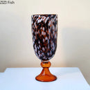 Mottled Glass Goblet Vase for Stylish Floral Arrangement by Axyaa