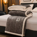 Axyaa Plush Quilted Blanket, Coral Fleece, Double Sided, Thick Bed Cover