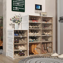 Axyaa Stackable Shoe Rack Organizer with Clear Magnetic Door, Large Plastic Cabinet