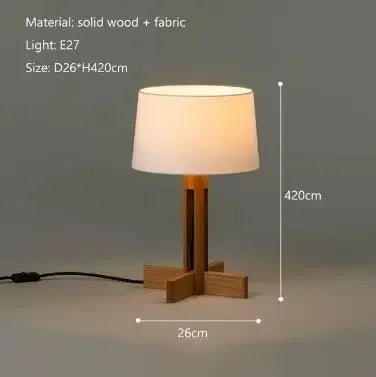 Axyaa Rustic Wood Floor Lamp Japanese Fabric Stand Light