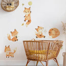 Axyaa Fox Friend Clouds Wall Decal Watercolor Vinyl Nursery Print Kids Room Decor