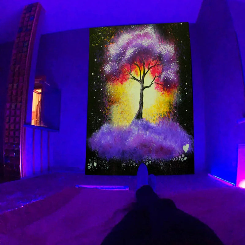Axyaa Starry Space Tapestry Wall Hanging with Trees and Stars Design