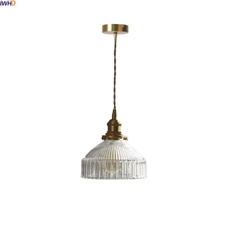 Axyaa Clear Glass Copper Iron LED Pendant Chandelier
