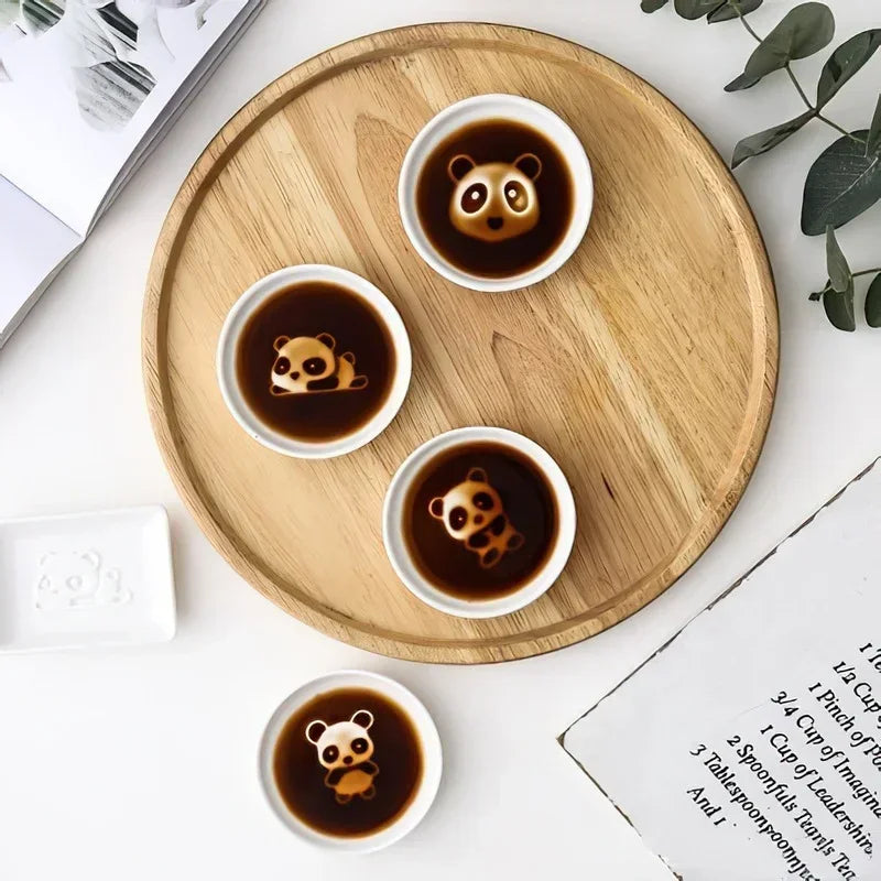 Axya Panda White Porcelain Small Plate Mini Seasoning Saucer Home Kitchen Tableware