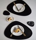 Axyaa Oval Table Mats and Coasters Set - Black Kitchen Accessories