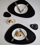 Axyaa Oval Black Placemats Coasters Set for Kitchen Table, Indoor & Outdoor