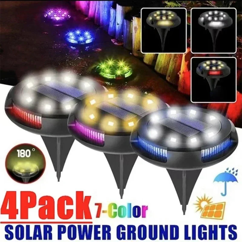 Axyaa Solar Disk Light: 12 LED Outdoor Garden Underground Spotlight