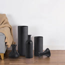Axyaa Set of 3 Hammered Black Metal Floor Vases - Oversized Rustic Cylinder Design