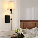 Axyaa Modern Gold Wall Sconce with LED Lighting & Fabric Shade