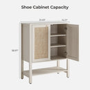 Axyaa 5 Tier Rattan Entry Shoe Organizer Cabinet with Shelves & Doors