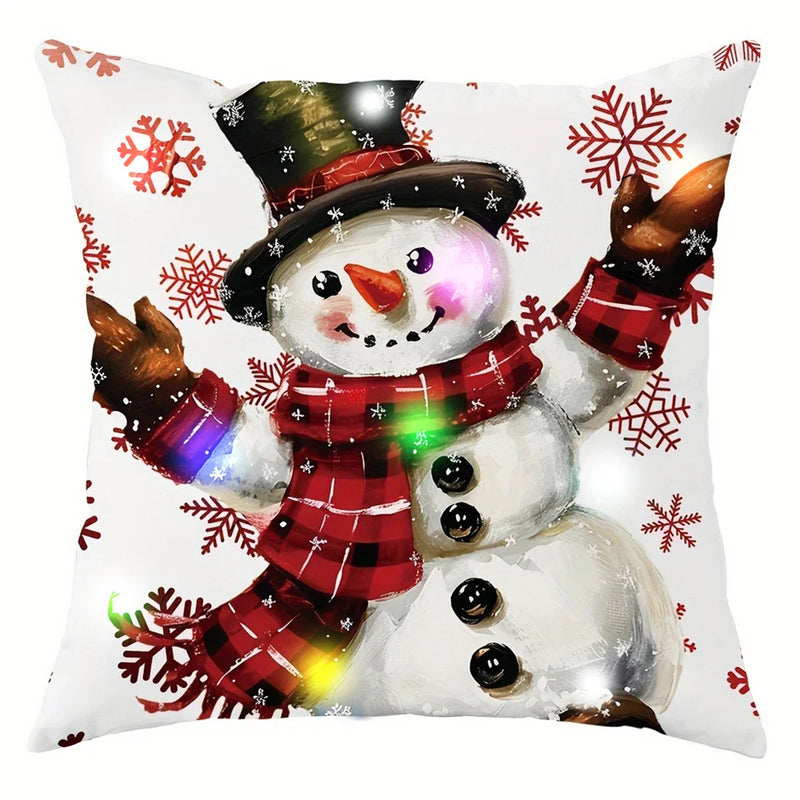 Axyaa Christmas LED Luminous Pillowcase - Santa Claus Snowman Design