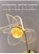 Axyaa Modern Flower LED Wall Sconce with Crystal Ball and Petal Design
