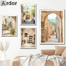 Tuscany Bellagio Town Canvas Painting by Axyaa - Mediterranean Rural Nordic Wall Art