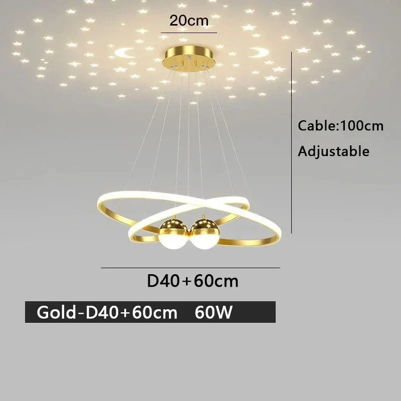 Axyaa Starry Sky LED Ceiling Chandelier: Modern Home Decoration Pendant Lights
