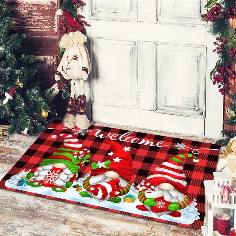 Christmas Dwarf Print Floor Mat for Living Room and Balcony Decoration by Axyaa