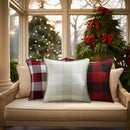 Axyaa Plush Check Pillow Covers Set Cream White for Bed & Sofa