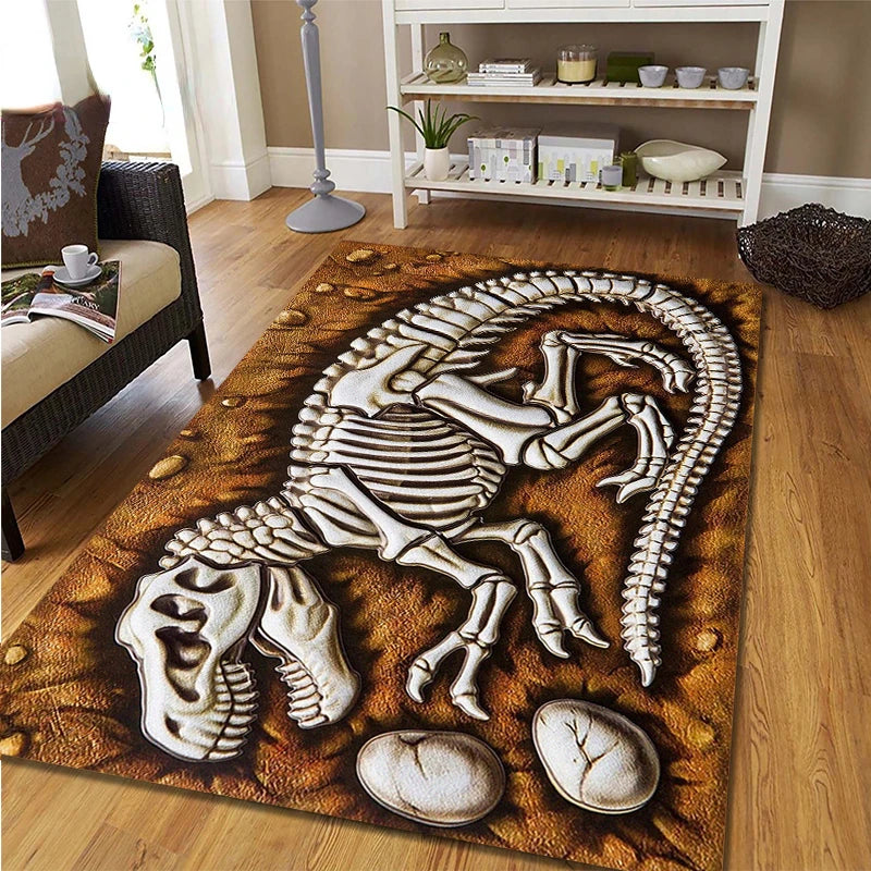 Axyaa Dinosaur Fossil 3D Floor Mat: Premium Design for Living Room & Children's Bedroom