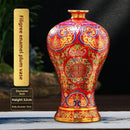 Axyaa Plum Design Cloisonne Enamel Ceramic Vase: Asian Style Home Decor & Table Centerpiece