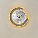 Axyaa Starry Sky Moon Clock LED Wall Light - Modern Wabi Sabi Decor Mural, Living Room Corridor.