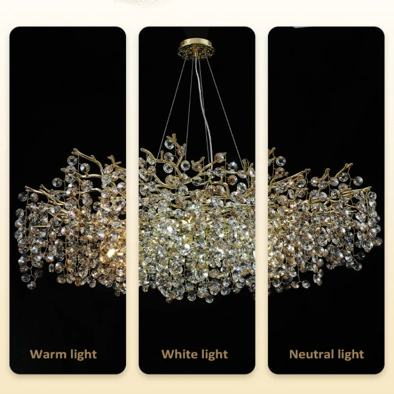 Axyaa Crystal Sun Chandelier: High-End Nano Electroplated Suspension Lamp for Elegant Lighting