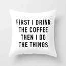 Axyaa Coffee Print Polyester Throw Pillow Case for Home Sofa Chair Decor