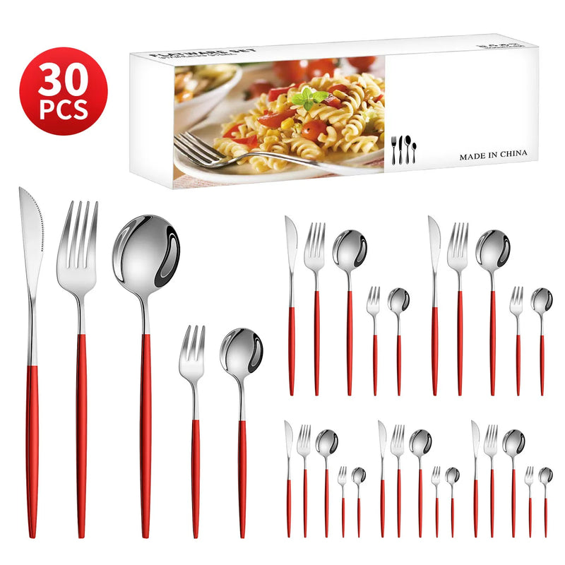 Axyaa 30-Piece Stainless Steel Cutlery Set for Dining Banquets