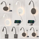 Axyaa LED Gooseneck Wall Lamp USB with Switch Bedroom Bedside Light