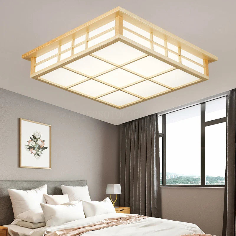 Axya Wooden LED Ceiling Light, Chinese & Japanese Style, Living Room Dining Room Decoration