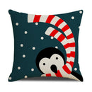 Christmas Cartoon Pillowcase | Deer & Bear Print | Linen Cushion Cover | Axyaa Brand