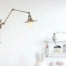 Axyaa Vintage Industrial Style Wall Sconce Lamp, Long Arm Adjustable LED, Pull Chain Switch