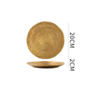 Axyaa Frosted Golden Ceramic Dinner Plate Steak Pasta Salad Dessert Bowl Molecular Cuisine Specialty Tableware.
