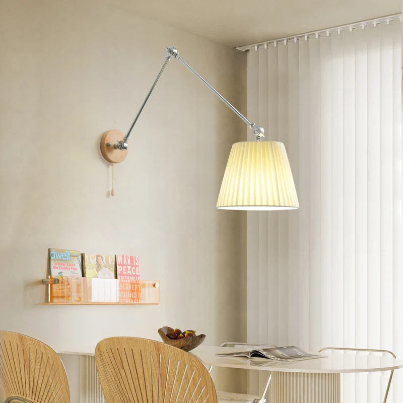 Axyaa Nordic Rocker Arm Wall Lamp with Fabric Shade