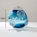 Blue Glazed Glass Vase Hydroponic Flower Pots by Axyaa - Modern Desk Decoration