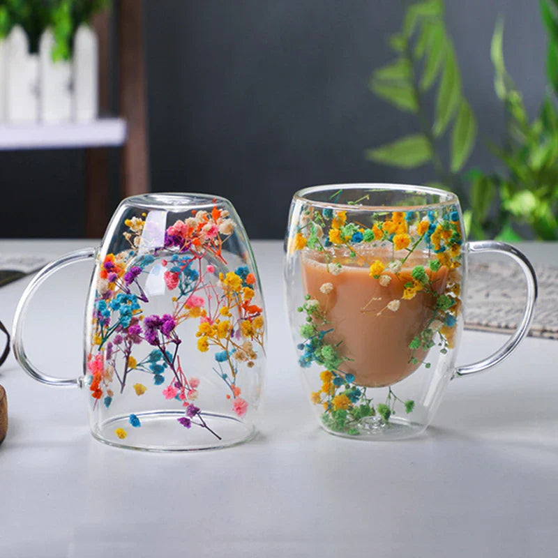 Axya Double Wall Glass Coffee Mugs - Insulated Cup for Hot & Cold Beverages