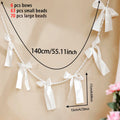 Axyaa White Bow Satin Ribbon and Pearl Garland for Wedding Party Decoration
