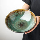 Axya Retro Green Ceramic Noodle Bowl - Commercial Grade Ramen Dish Bowl