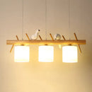 Axyaa Nordic Wood Birds Chandelier: Log Style Lighting Fixtures for Home Decor