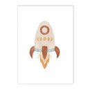 Axyaa Boho Sun Star Rainbow Canvas Painting Rocket Poster Nursery Print Wall Art