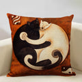 Axyaa Funny Cat Cartoon Pillowcase Linen Cushion Cover for Kids Nursery
