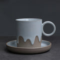 Axyaa Coarse Pottery Glazed Coffee Cup and Saucer Set, 200ML