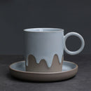 Axyaa Coarse Pottery Glazed Coffee Cup and Saucer Set, 200ML