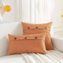 Axyaa Ivory Square Pillow Cover 18x18 with Coconut Buttons, Farmhouse Style
