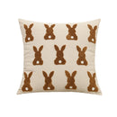 Axyaa Bunny Rabbit Pillow Cover Beige Coffee 45x45cm for Easter Decoration
