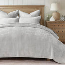 Axyaa Velvet Quilt Set - Luxurious Queen Size Bedding, Lightweight Comforter Striped Pattern
