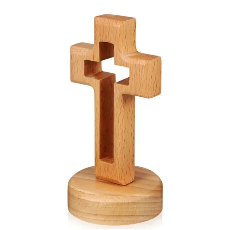Axyaa Wood Cross Crucifix with Standing Jesus, Religious Christian Ornament