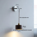 Axyaa Ash Wood LED Wall Light with Pull Chain Switch, Japanese Style Bedside Lamp